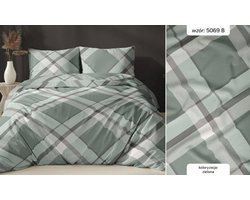 Satijnen Dekbedovertrek 160x200 Groen Geruit met Rits KARO