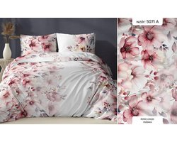 Satijnen Dekbedovertrek 160x200 Wit Rose Bloemen met Rits