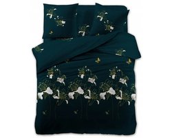 Satijnen Dekbedovertrek Set 160x200 Bloemen - 100% Katoen