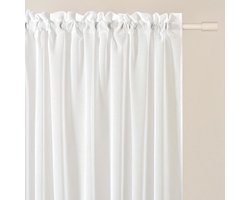 Satijnen Gordijn met Plooiband 140x250 cm - Woon- en Slaapkamer Verduisterend en Decoratief in Wit