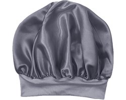 Satijnen haarhanddoek - Haar tulband - Haar drogen - Vermindert wrijving - 28x25 cm - Zilver