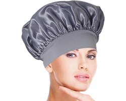 Satijnen haarhanddoek - Haarknijp tulband - Haar drogen - Maximaliseert retentie - 28 x 25 cm - Zilver