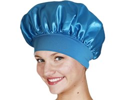 Satijnen haarhanddoek - Haarwikkel tulband - Haar beschermen - Anti-kroes - 28 x 25 cm - Donkerblauw