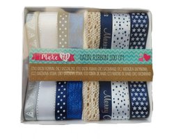 Satijnen inpaklinten multicolor - set van 8 - Kerstdecoratie