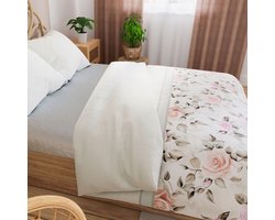 Satijnen Katoenen Beddengoed Set 220x200cm met Roze Bloemenprint