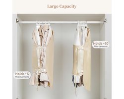 Satijnen kledingopbergers met compressieriemen, ruimtebesparende kledingkastorganizer, wasbare hangende organizers, 2 stuks, beige