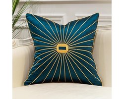 Satijnen kussenhoes_Zon bloem_Donkerblauw