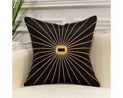Satijnen kussenhoes_Zon bloem_Zwart