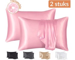 Satijnen Kussensloop - Satin Pillowcase - Huidverzorging - Haarverzorging - Satijn - Curly Girl Producten - Krullend Haar Vrouw - Roze - 60 x 70 – 2 Stuks
