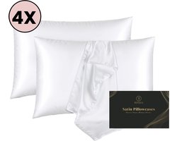 Satijnen Kussensloop - Zijden Zacht Beddengoed - Haarverzorging - Krullend Haar Producten - Curly Girl - Kussensloop Satijn - Wit - 60 x 70 CM