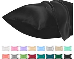 Satijnen Kussenslopen - Zacht en Ademend - Set van 2 - Zwart - 30x50 cm