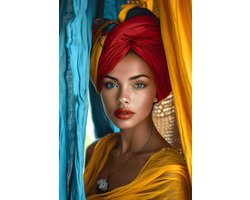 Satijnen Poster - Vrouw - Stijlvolle - Mode - Portret - Artistieke - posters - formaat 60x90cm - Wanddecoratie - 2927MT