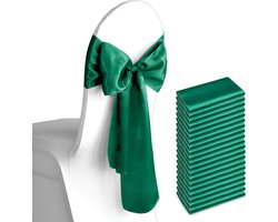 Satijnen sjerpen - Stoel strikken - Feest decoratie - Verstevigde naden - 25 stuks - Smaragdgroen