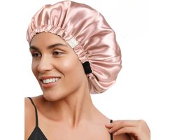 Satijnen Slaapmuts Verstelbaar - Satijnen Bonnet - Haarnetje - Roze