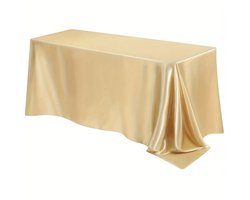 Satijnen tafelkleed voor in de tuin, geschikt voor de lente, eetkamer, feestjes, bruiloften of gewoon thuis, in de keuken of woonkamer,Champagne,152*213cm/60*84inch