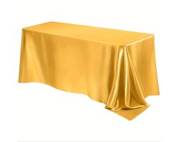Satijnen tafelkleed voor in de tuin, geschikt voor de lente, eetkamer, feestjes, bruiloften of gewoon thuis, in de keuken of woonkamer,goud,152*305cm*60*120inch