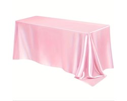 Satijnen tafelkleed voor in de tuin, geschikt voor de lente, eetkamer, feestjes, bruiloften of gewoon thuis, in de keuken of woonkamer,roze,152*305cm*60*120inch