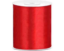 Satijnen Tafelloper - Lint Decoratie - Tafel Aankleden - Elegant Glinsterend - 25m x 10cm - Rood