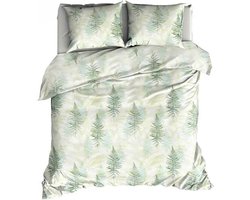 Satin d'Or Felci - Dekbedovertrek - Eenpersoons - 140x200/220 cm + 1 kussensloop 60x70 cm - Groen