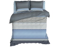 Satin d'Or Maddox Dekbedovertrek - Extra breed - 260x200/220 cm - Blauw