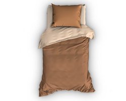 Satin d'Or Reverso Dekbedovertrek - Eenpersoons - 140x200/220 cm - Cappuccino/Ivoor