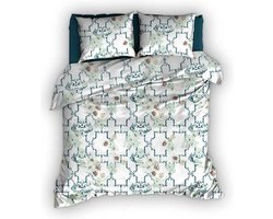 Satin d'Or Viola - Dekbedovertrek - Eenpersoons - 140x200/220 cm + 1 kussensloop 60x70 cm - Mint/Teal