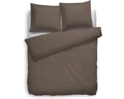 Satin Stripe Dekbedovertrek - Eenpersoons - 155x220 + 80x80 cm - Dark Earth