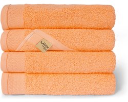 Satize Comfort Handdoeken 50x100 cm - Dikke band - Set van 4 - Badhanddoeken hotelkwaliteit - 100% katoen - Oranje