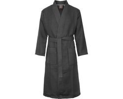 Sauna badjas wafel antraciet M - grijze badjas unisex - biologisch katoen - kimono - wafel badjas dames - wafel badjas heren - wafel badjas