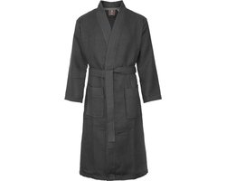 Sauna badjas wafel - grijze badjas unisex - biologisch katoen - kimono - wafel badjas dames - wafel badjas heren - wafel badjas - antraciet maat M