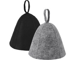 Sauna Caps voor Mannen Vrouwen - 2Pcs Wol Vilt Russische Banya Sauna Hoed - Hoog Absorberend Unisex Sauna Accessoires Cadeau voor Stoombad (Grijs, Zwart)