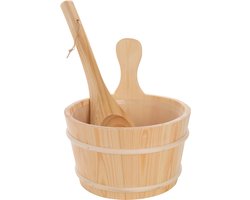Sauna-emmer met Pollepel van hout - Sauna Accessoires - 4 liter