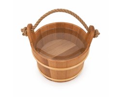 Sauna Emmer met Touw Handvat - Voor Opgieten van Sauna - Met Inzetemmer - Elzenhout - Opgietemmer Sauna - 4 Liter - Sauna Accessoires