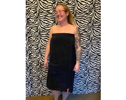 Sauna handdoek Dames zwart XXL - omslagdoek met klittenband - 170x85 cm - Saunakilt - 100% katoen - badstof saunawrap
