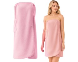 Sauna handdoek, handdoekjurk dames, sauna handdoek, multifunctionele badhanddoek dames, roze, ideaal voor sauna, spa, fitness en reizen, geschikt voor herfst-winterwarmte