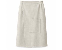 Sauna handdoek Heren - Linnen Saunakilt met Sluiting - Sauna Handdoek Mannen - 100% Linnen - Saunaschort met Klittenband en Elastiek - 75x145cm - Beige