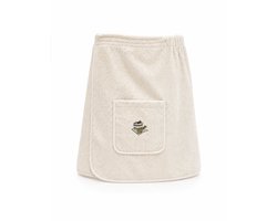 Sauna Handdoek met Sluiting - 55 cm x 140 cm - Sauna Kilt Heren - Handdoek met Opbergvak - Linnen - Katoen - Beige