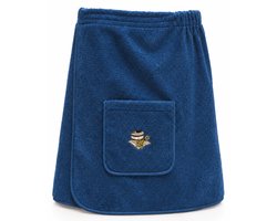 Sauna Handdoek - Sauna Handdoek met Sluiting en Opbergvak - 100% Katoen - XS-XXL - Saunakilt Heren - Saunadoek - Sauna Handdoek met Klittenband- 55x150 cm - Blauw