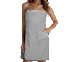 Sauna Handdoek - Sauna Kilt - Wellness Ontspanning - Verstelbaar Klittenband - One Size - Lichtgrijs