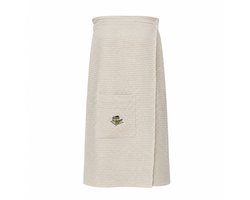 Sauna Handdoek Vrouwen - Sauna Handdoek met Sluiting en Opbergvak - Linnen Wafel - XS-XXL - Saunakilt Dames - Saunadoek - Sauna Handdoek met Klittenband - Beige