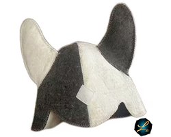 Sauna Hoed – Grijs/Wit met Hoorns, Wol & Fleece Sauna Hoed, Comfortabele Haarbescherming voor Sauna & SPA Gebruik
