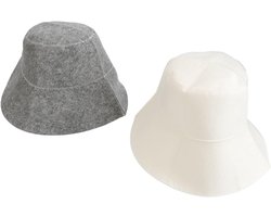 Sauna Hoeden Set van 2 - Water Absorptie Sauna Vilt Hoed voor Mannen en Vrouwen - Stijlvolle Witte en Grijze Sauna Cap