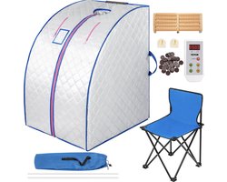 Sauna - Mobiele Sauna - Infrarood sauna - Stoombad - Draagbare sauna - Sauna tent - Inclusief opvouwbare stoel - Voetverwarmingsmat - Afstandsbediening - Makkelijk Afvallen - 220V - Wit