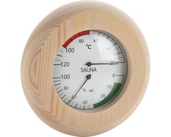 Sauna Thermometer en Hygrometer - Temperatuur en Vocht Meter - Sauna Accessoire - Luxe Houten Omlijsting - Hoge Hitte Bestendigheid