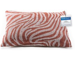 Saunakussen, hittebestendig, wasbaar, saunakussen, hoofdsteun van linnen, katoen, comfortabel nekkussen, 43 x 26 cm, voor wellness-hangmat, strand, picknick, bruin/wit