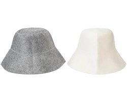 Saunamuts van vilt – beschermt en houdt het hoofd warm, absorberend – unisex, wit en grijs – ideaal Geschikt voor sauna's en stoombaden.