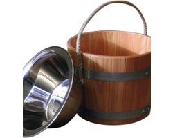 'SaunaPoolcare' Sauna Opgietemmer met greep van henneptouw + Metalen Inzetemmer (5L)