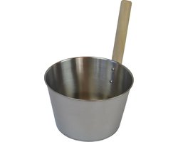 Saunia - Sauna emmer - Roestvrijstaal - 4 liter - met houten steelhandvat