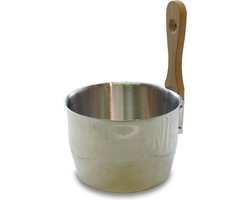 Saunia - Sauna emmer - Roestvrijstaal -  4,5 liter met beuken handvat