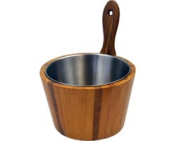 Saunia - Sauna emmer - Teakhout, inclusief metalen inzet emmer - 4L